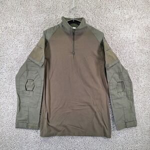 Unbranded Combat 1/4 Zip  Shirt Mens Large Olive Green Tactical Ripstop Utility